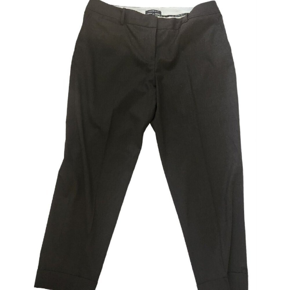 Lafayette 148 New York Dark Brown Virgin Wool Stretch Pants Women Size 16 Petite
